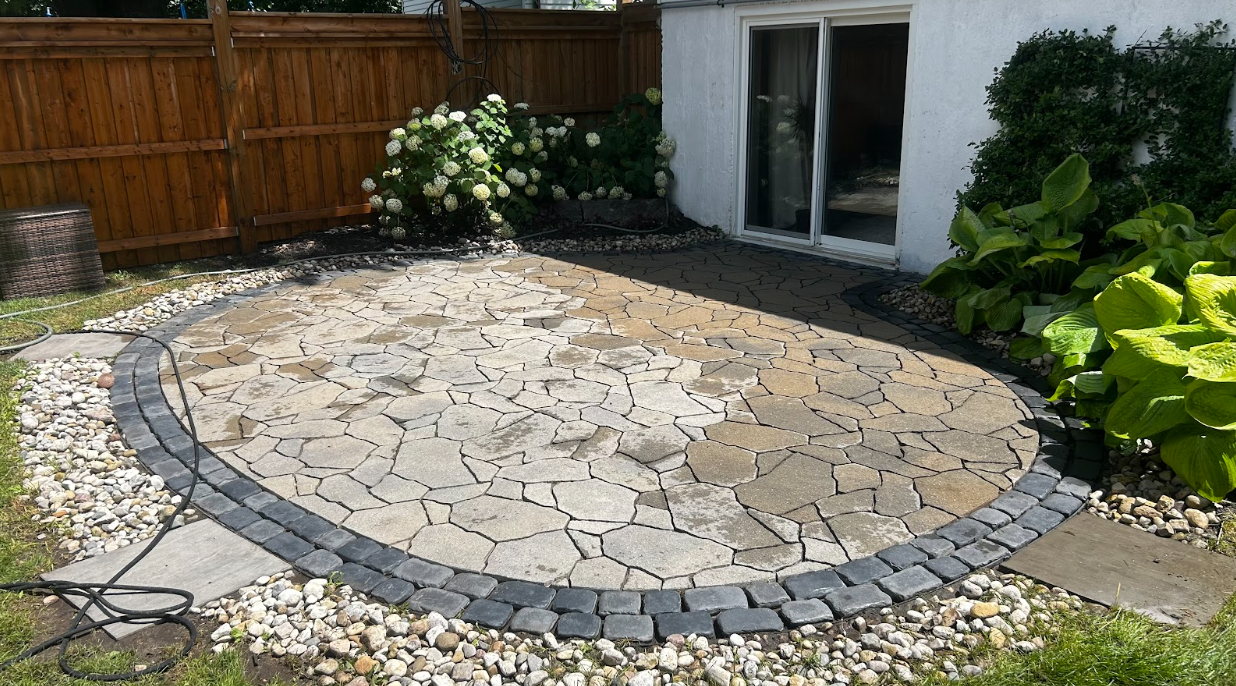 Patio surface after powerwashing